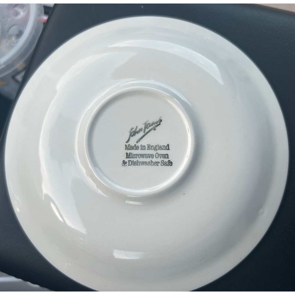 John Tams England Cafe Cup and Saucer Set White Black Retro Logo 2 Piece Set - Picture 3 of 10